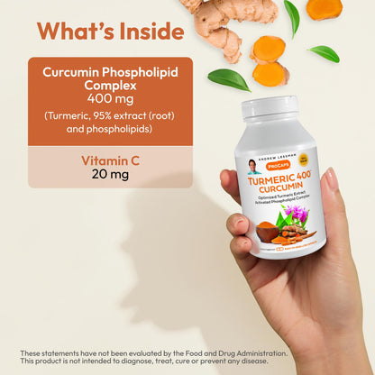 ANDREW LESSMAN Turmeric 400mg - 240 Capsules | 95% Curcuminoids Phospholipid Complex