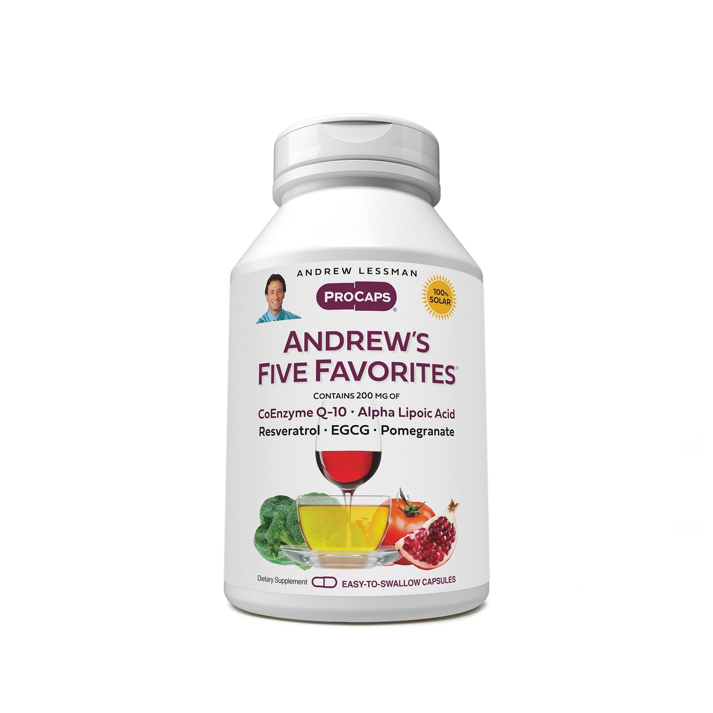 ANDREW LESSMAN Andrew's Five Favorites 60 Capsules – CoQ-10, ALA, EGCG, Resveratrol & Pomegranate