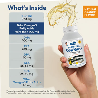 Andrew Lessman Essential Omega-3 Orange | 360 Softgels – Ultra-Pure, High-Potency DHA/EPA