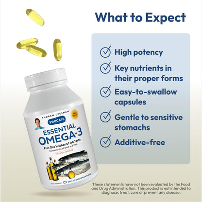 Andrew Lessman Essential Omega-3 Orange | 360 Softgels – Ultra-Pure, High-Potency DHA/EPA