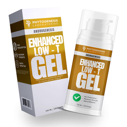 ANDROGENESIS Enhanced Formula – Low T Support Gel | T Booster for Men | D3, K2, B6, L-Arginine