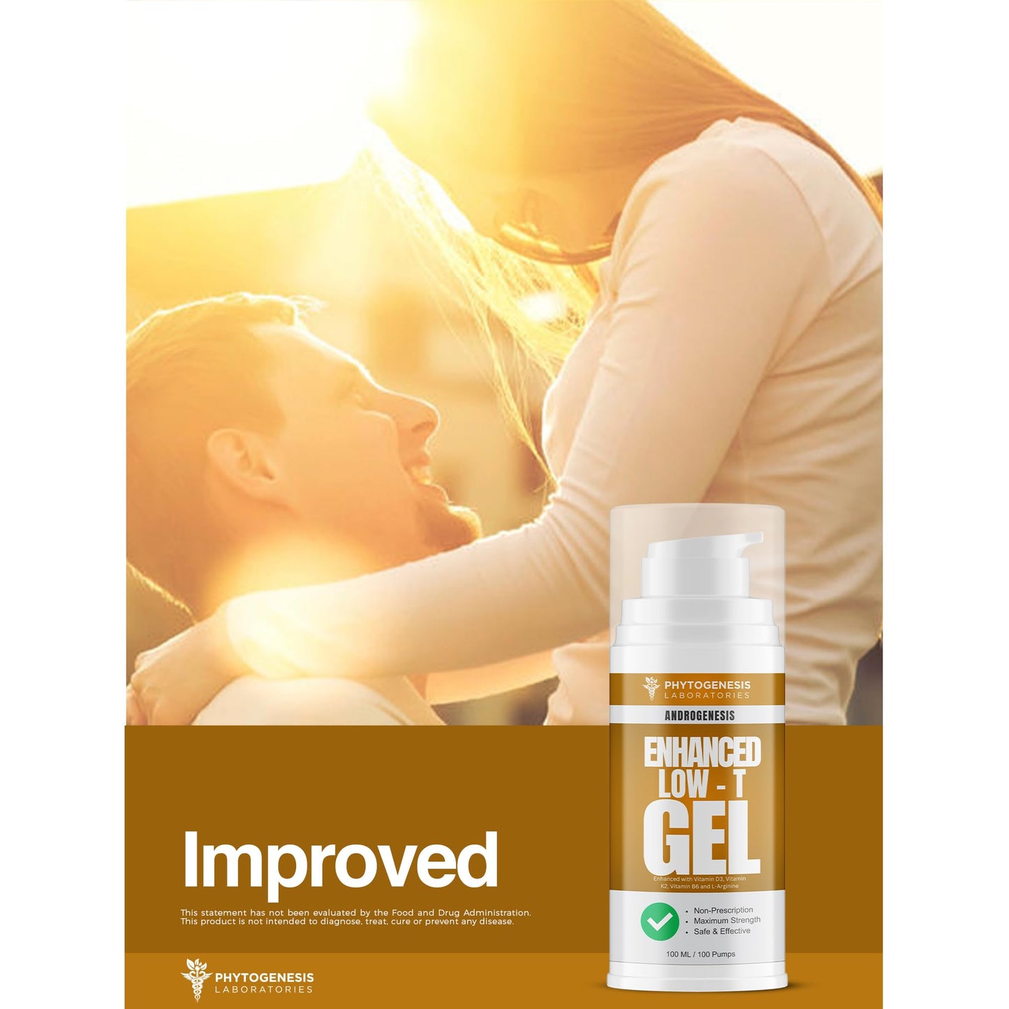 ANDROGENESIS Enhanced Formula – Low T Support Gel | T Booster for Men | D3, K2, B6, L-Arginine