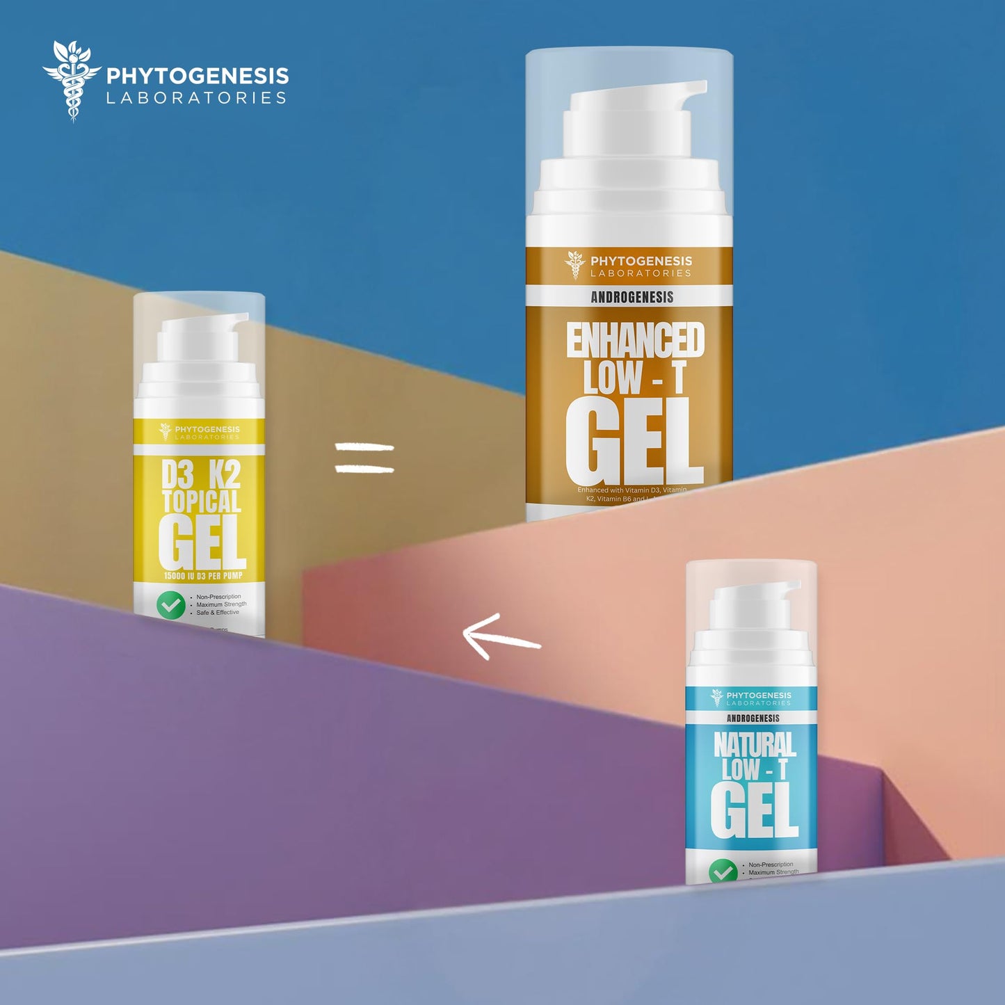 ANDROGENESIS Enhanced Formula – Low T Support Gel | T Booster for Men | D3, K2, B6, L-Arginine