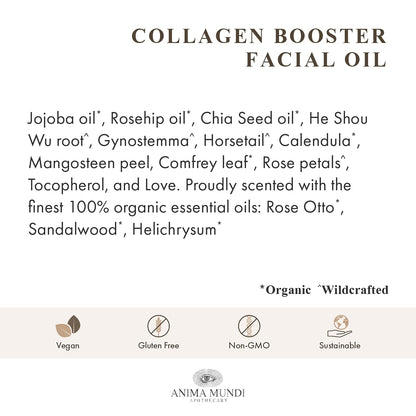 Anima Mundi Apothecary Collagen Booster Facial Oil – Hydrating Organic Plant-Based Oil (2oz/59ml)