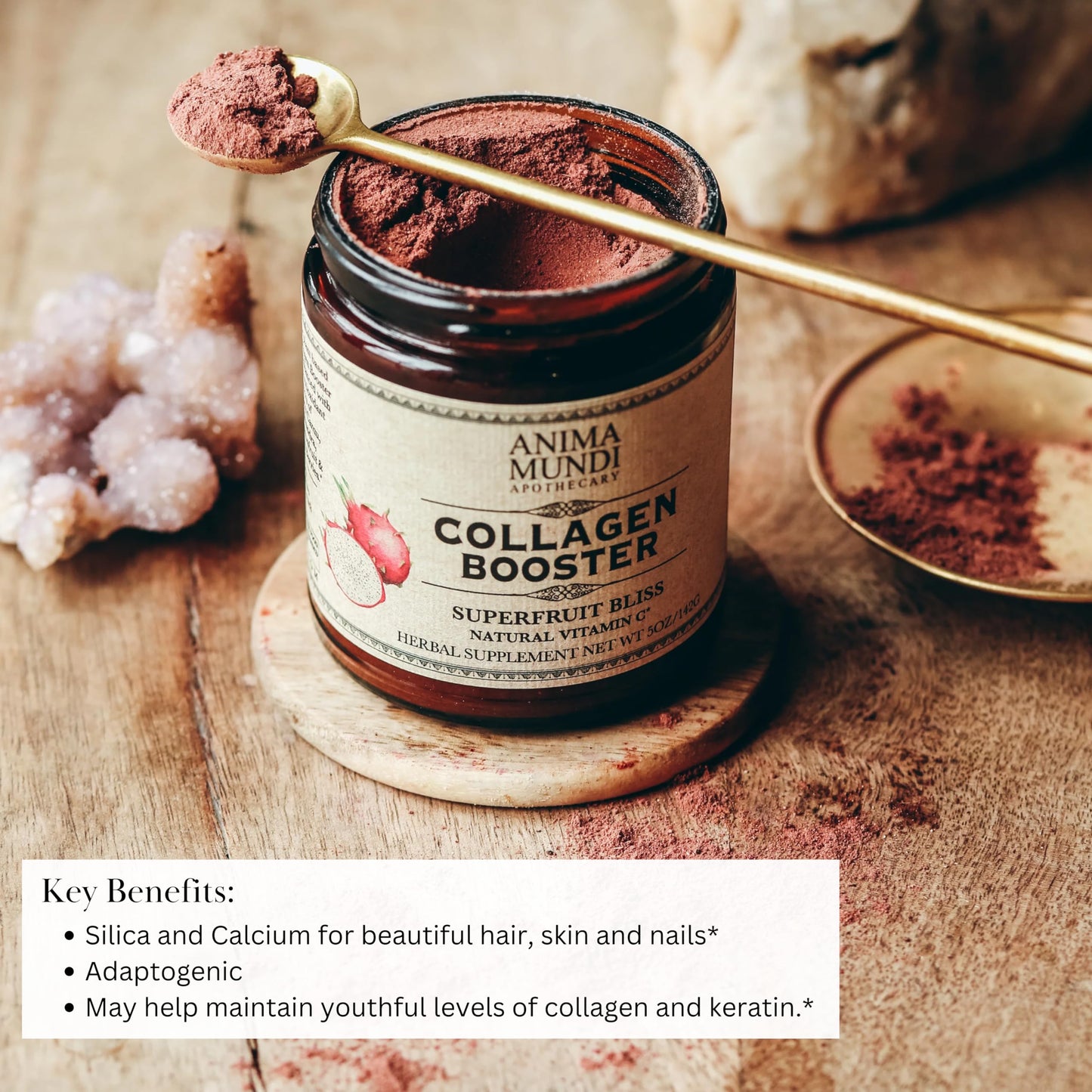 Anima Mundi Apothecary Vegan Collagen Booster Powder – Superfruit Bliss (5oz) | Skin, Hair & Nails