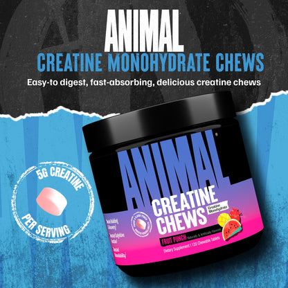Animal Creatine Chews – 5g Creatine Monohydrate, AstraGin, Fruit Punch