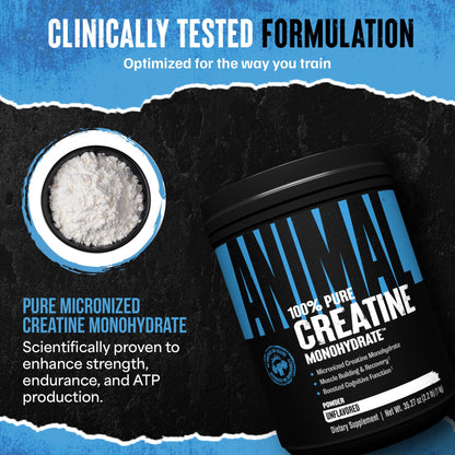 Animal Creatine Monohydrate Powder – 5g per Serving, Unflavored, 1kg