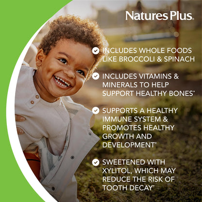 Natures Plus Animal Parade Sugar-Free Children's Multivitamin - Assorted Cherry, Grape & Orange Flavors - 90 Chewable Tablets - 45 Total Servings