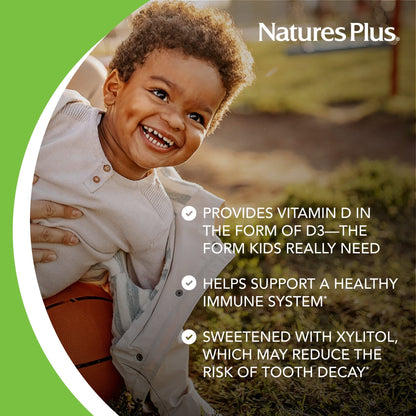 NaturesPlus Animal Parade Sugar-Free Vitamin D3 500 IU for Kids – Black Cherry (2 Pack)