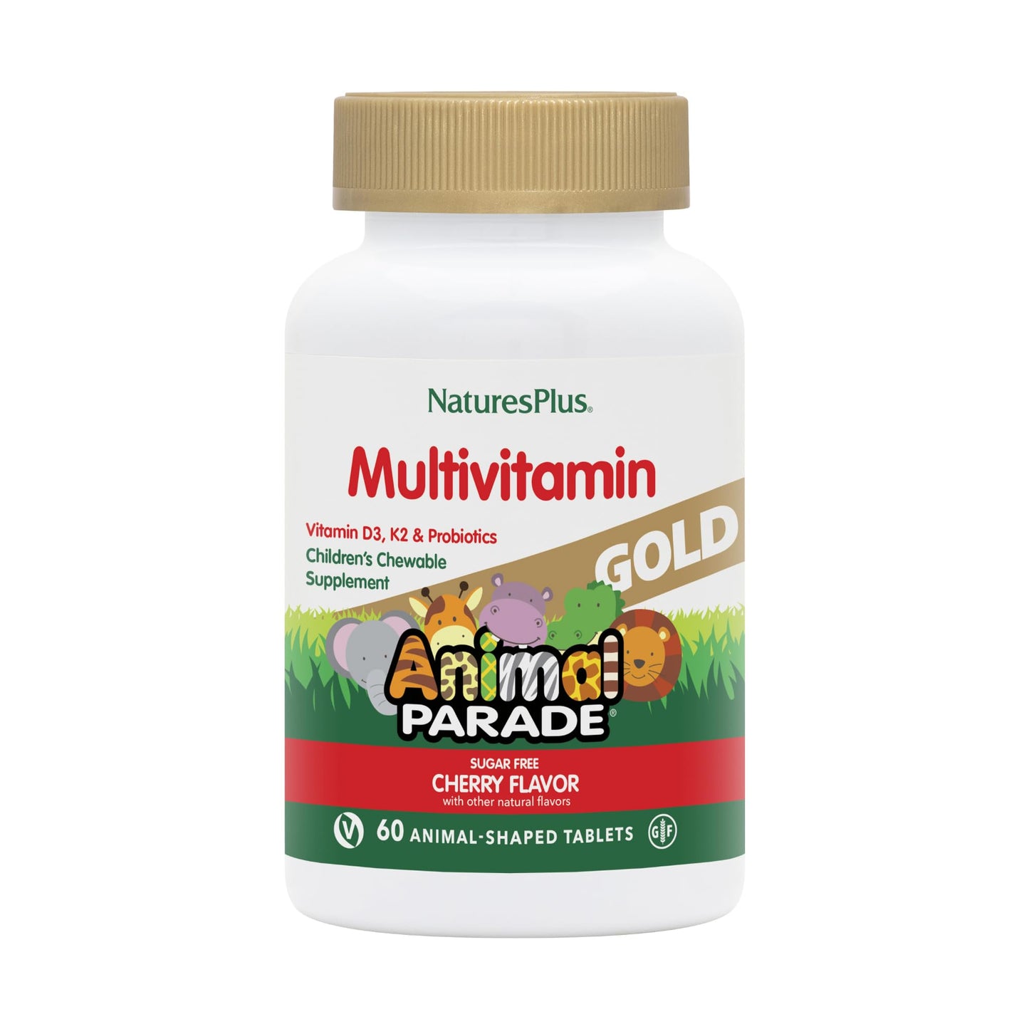 Animal Parade Gold Kids Multivitamin - Cherry Chewables, 60 Tablets (30 Servings)