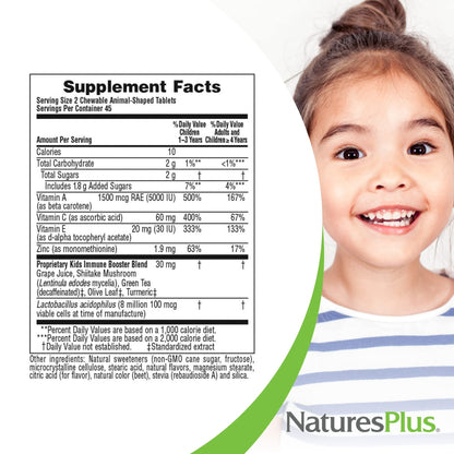 Natures Plus Animal Parade Immune Booster – Tropical Berry, 90 Chewables, Gluten Free & Vegan