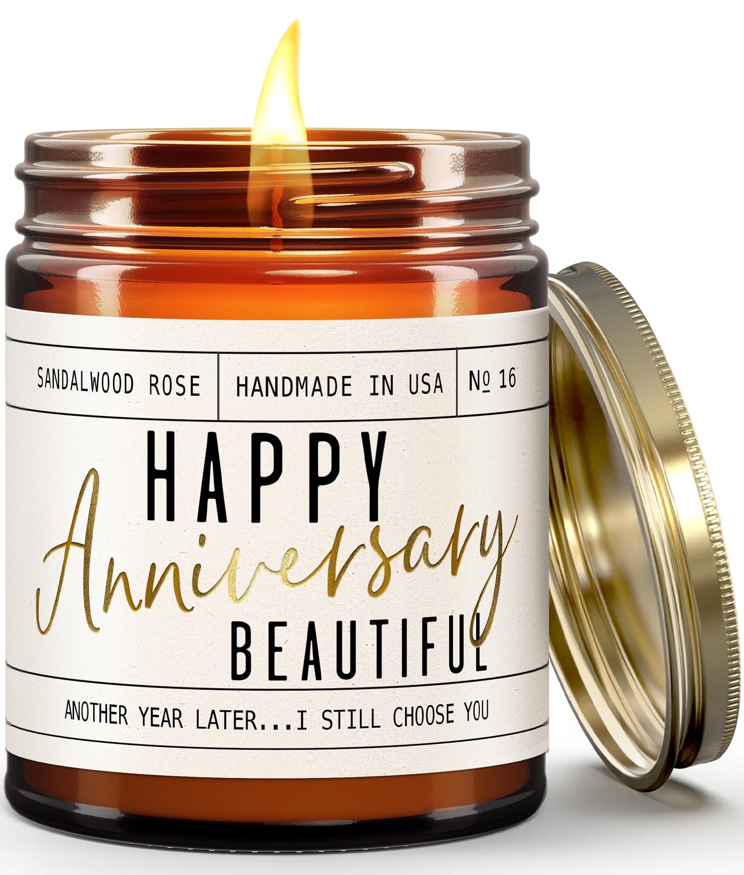 Anniversary Gifts for Women - Happy Anniversary Beautiful Candle | USA Made