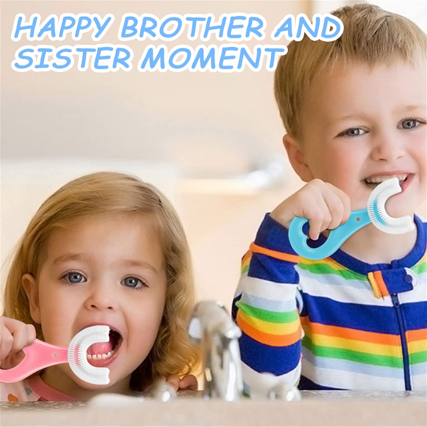 ANOOVV 4 Pack U-Shaped Toddler Toothbrushes – 360° Cleaning, Soft Bristles for Ages 2-6