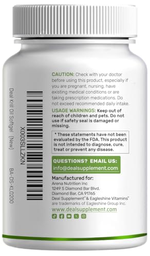 DEAL SUPPLEMENT Antarctic Krill Oil 2 Pack – 1,000mg/Serving, 480 Softgels