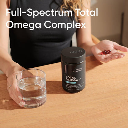 Sports Research Total Omega-3 Fish Oil 2200mg — EPA & DHA from Krill, Salmon & Pollock | 120 Softgels