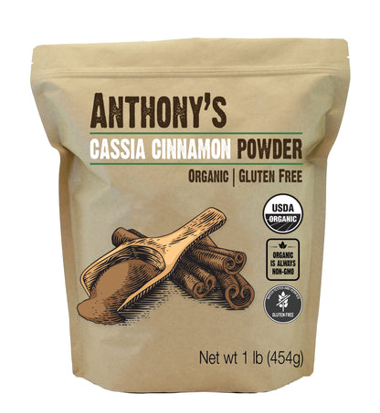 Anthony's Organic Cassia Cinnamon Powder - 1 lb, Ground, Gluten Free, Non-GMO, Non-Irradiated, Keto Friendly