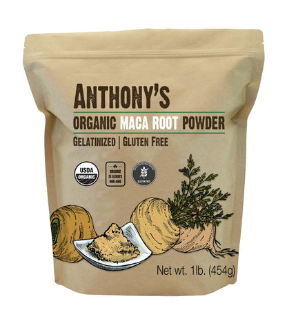 Anthony's Organic Maca Root Powder 1 lb – Gelatinized, Gluten Free & Non-GMO