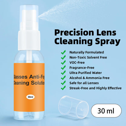 Glasses Cleaner Kit with Anti-Fog Spray, Microfiber Cloth & Repair Tool Case