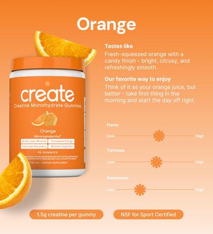 Create Creatine Monohydrate Gummies – 1.5g per Gummy, Vegan & Anti-Melting