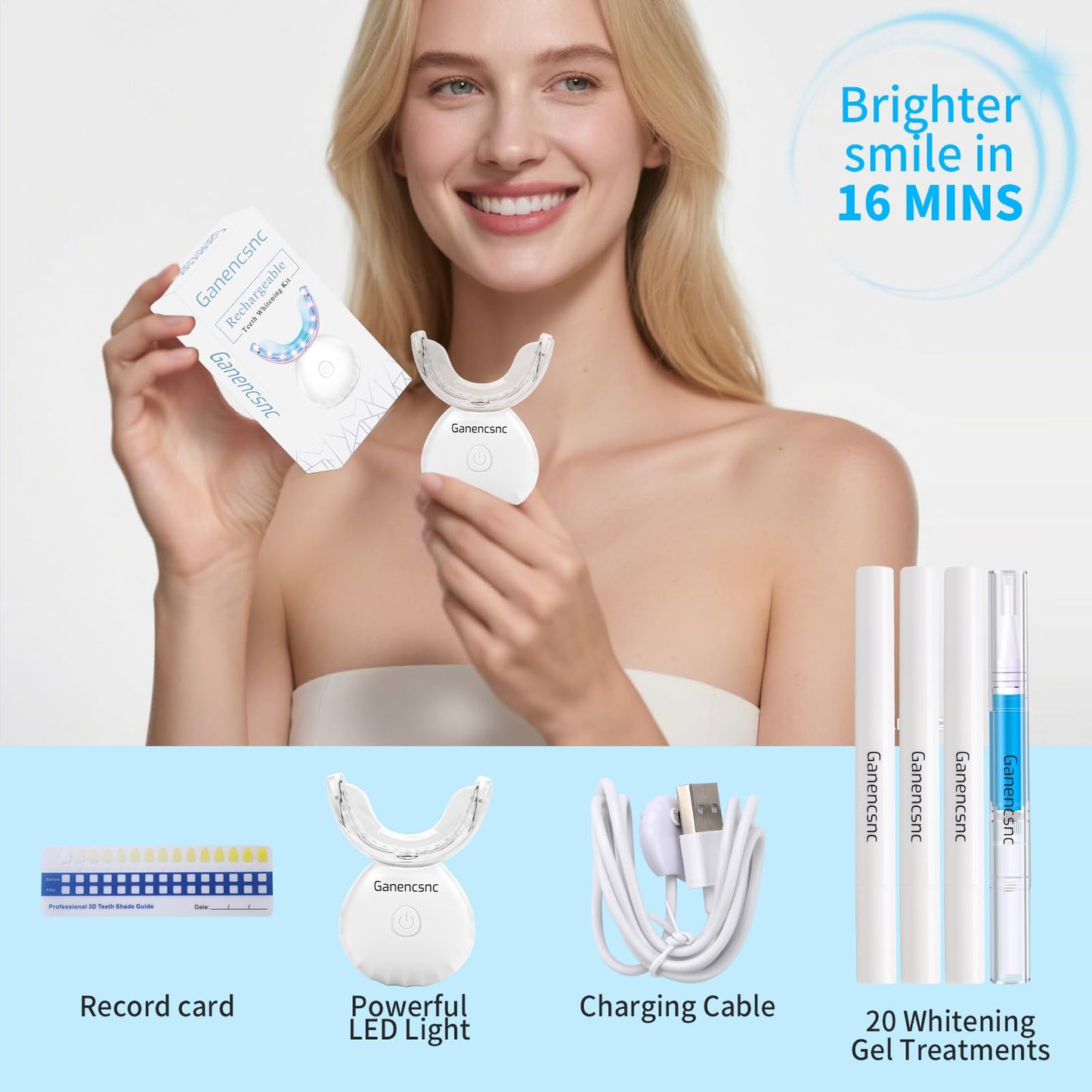 Teeth Whitening Kit for Sensitive Teeth – 32X LED, Gel Pens & Remineralization Pen