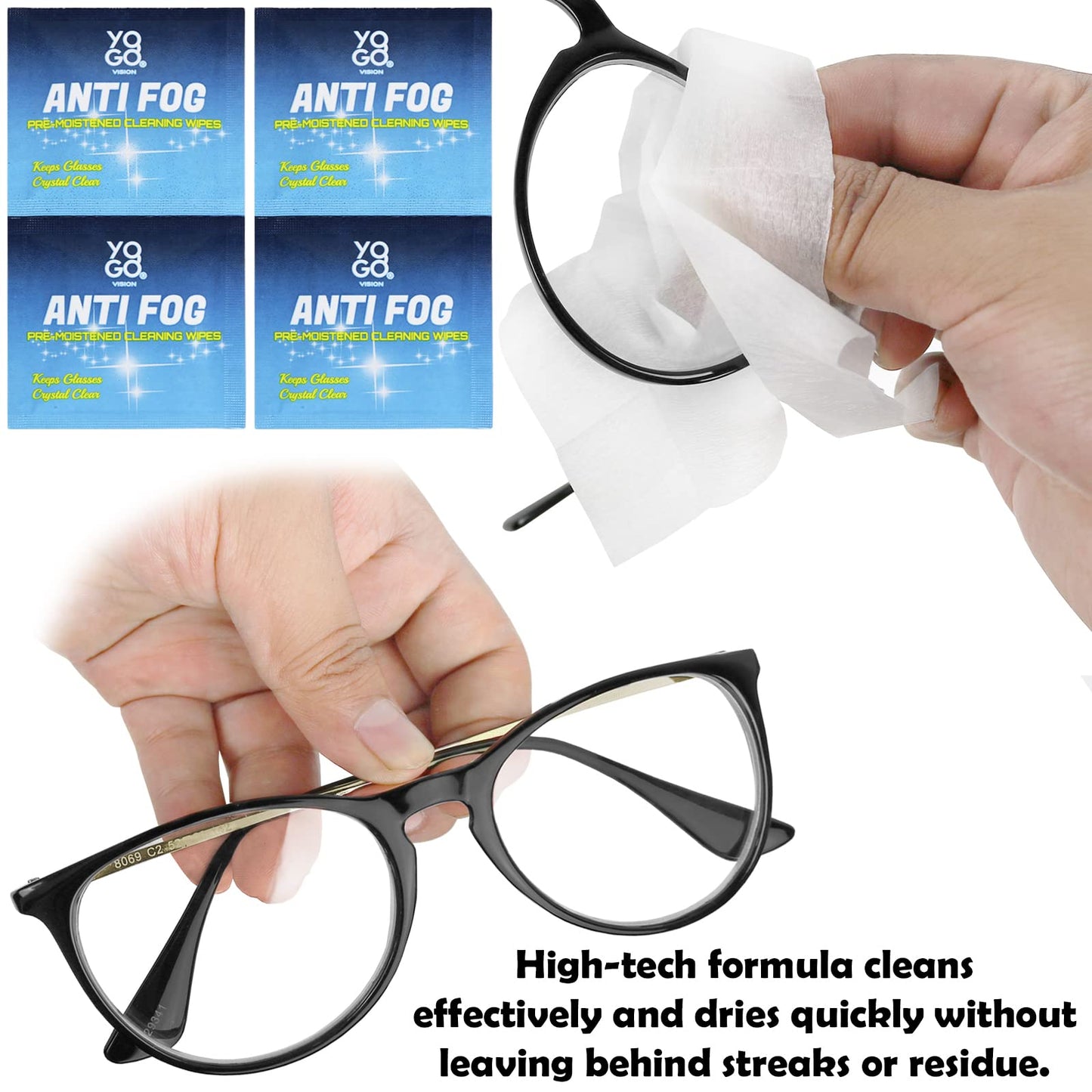 Anti Fog Wipes for Glasses – Pre-Moistened Lens Cleaner (200 Pack)