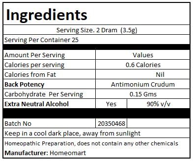Antimonium Crudum Homeopathy Pellets 200C Potency – Pack of 3 | HomeoMart