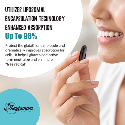 Zeylamum 2400 MG Liposomal Glutathione Softgels – High Absorption, Hyaluronic Acid & Resveratrol, 240 Softgels