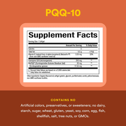 Natural Factors PQQ-10 with CoQ10 | Energy, Brain Health & Healthy Aging | 60 Softgels