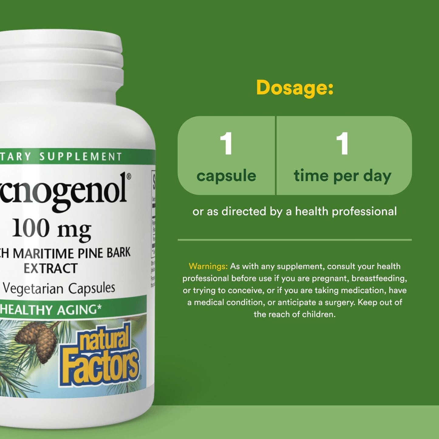 Natural Factors, Pycnogenol 100 mg, Antioxidant Support for Healthy Aging, 30 Capsules