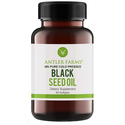 Antler Farms Black Seed Oil Softgels – 60 Softgels, 500mg, 2% Thymoquinone, Virgin Cold-Pressed Turkish Nigella Sativa