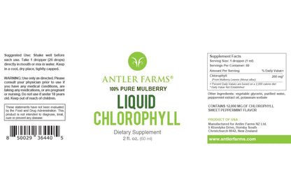 Antler Farms – 100% Natural Liquid Chlorophyll Drops, 12,000 mg, Mint Flavor, 60 Servings