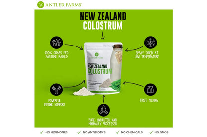 Antler Farms NZ Colostrum – 30 Servings, Grass-Fed, Cold Processed, High IgG, Undiluted