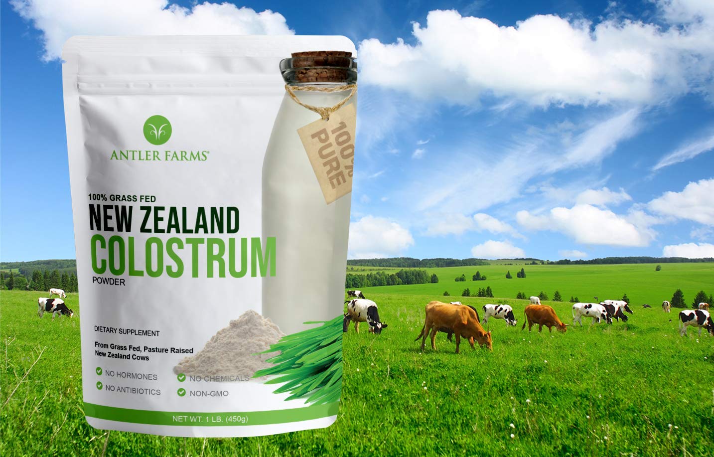Antler Farms NZ Colostrum – 30 Servings, Grass-Fed, Cold Processed, High IgG, Undiluted