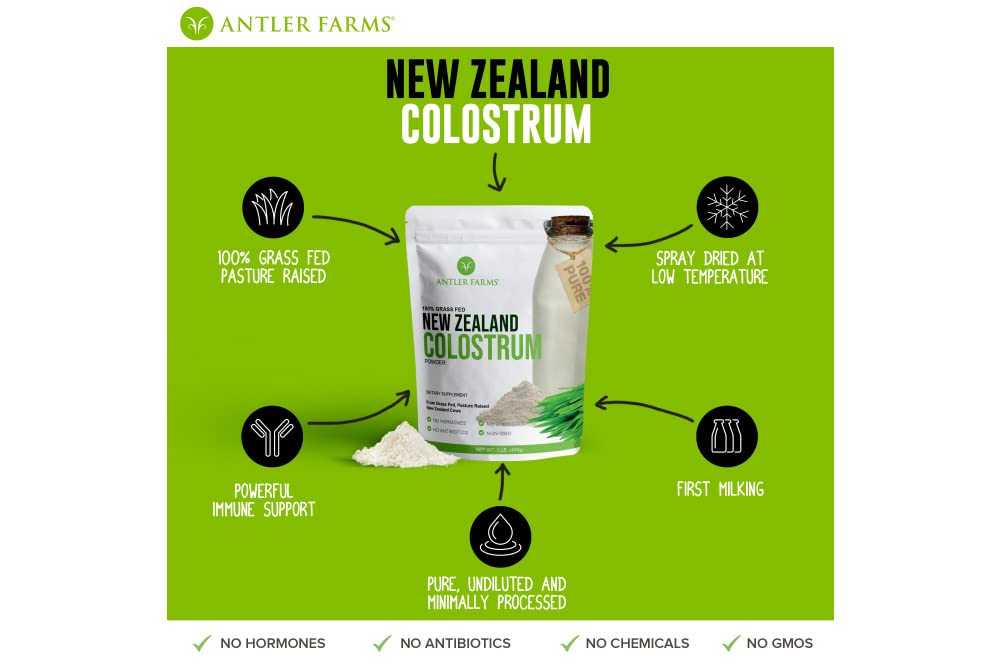 Antler Farms NZ Colostrum – 30 Servings, Grass-Fed, Cold Processed, High IgG, Undiluted