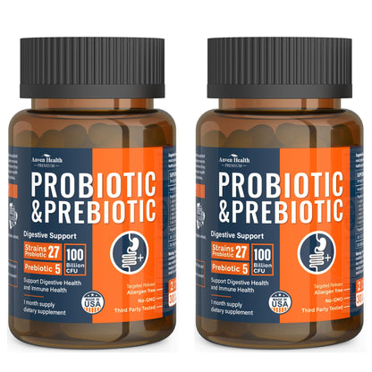 Anven Health 100 Billion Probiotics – 27 Strains, 5 Organic Prebiotics, Gut & Immune Support | Made in USA | 120 Caps
