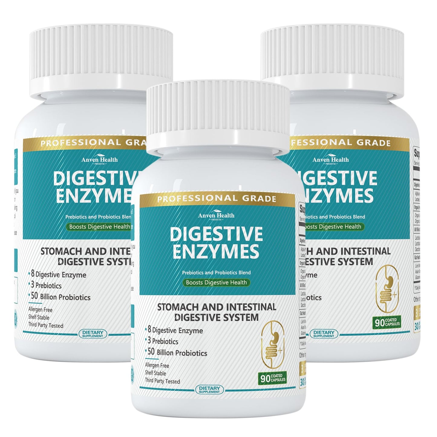 Anven Health 800mg Digestive Enzymes with Probiotics & Prebiotics – 270 Capsules (90-Day, Non-GMO)