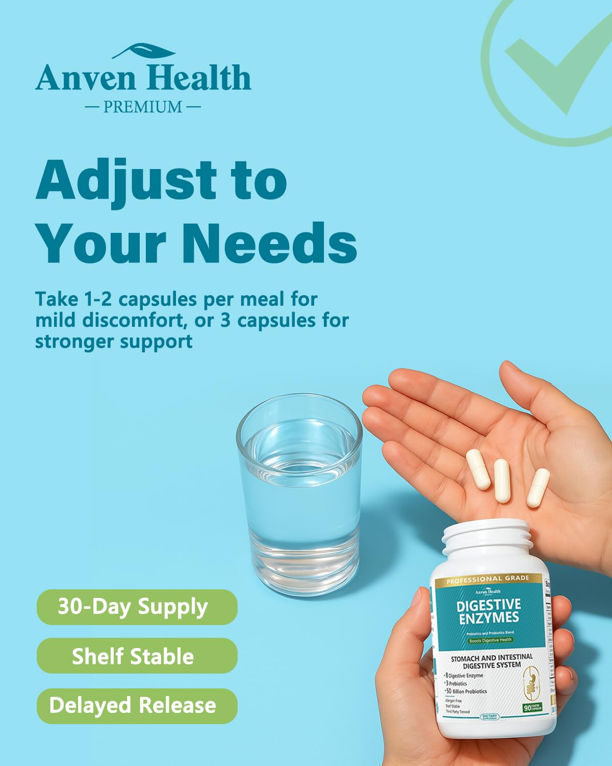 Anven Health 800mg Digestive Enzymes with Probiotics & Prebiotics – 270 Capsules (90-Day, Non-GMO)