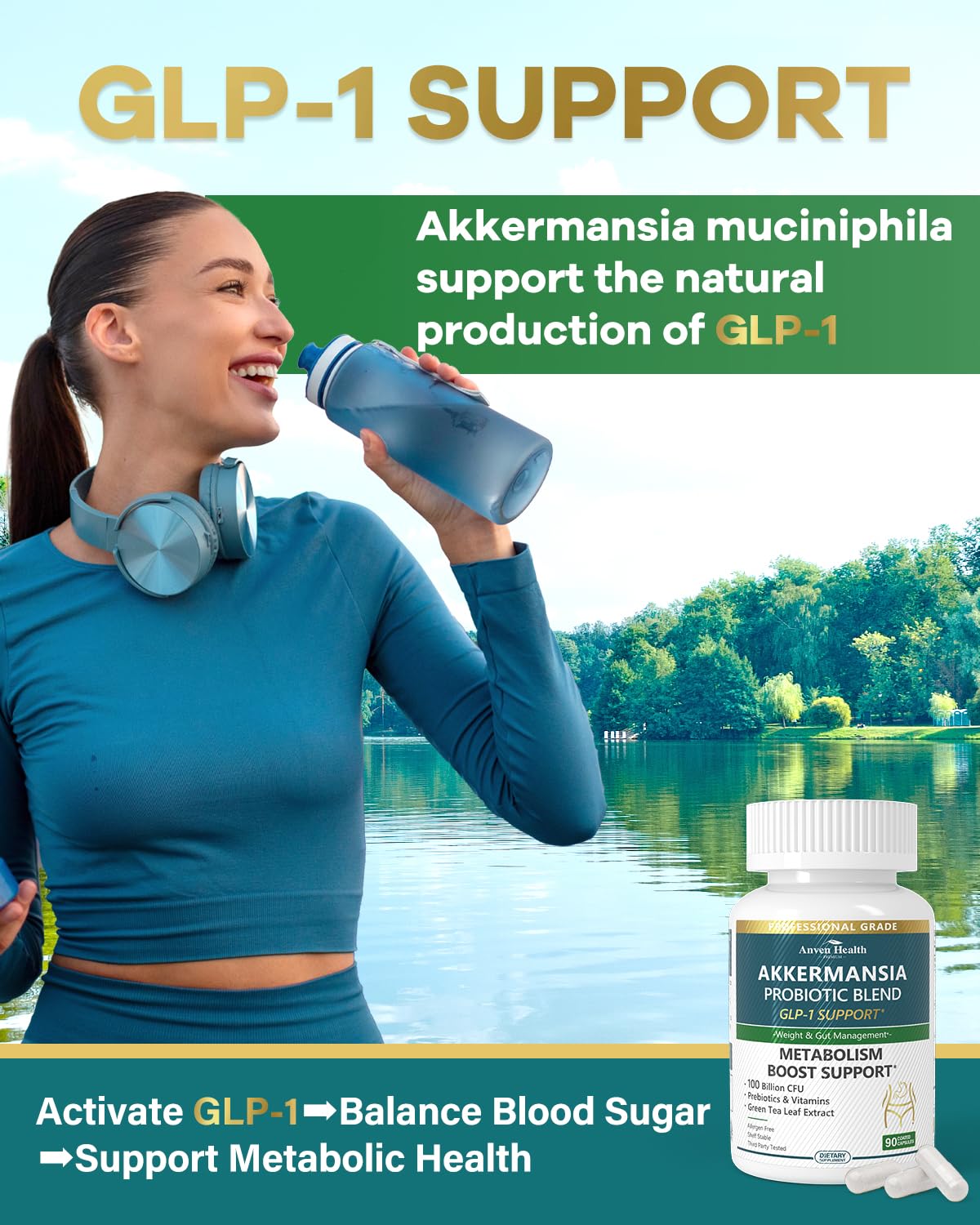 Anven Health GLP-1 Probiotic + Prebiotic, 100B CFU – 180 Capsules