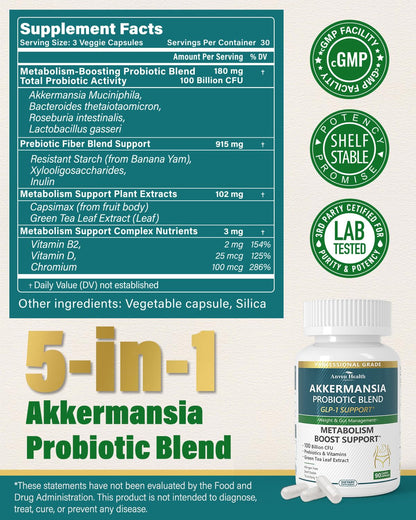Anven Health GLP-1 Probiotic + Prebiotic, 100B CFU – 180 Capsules