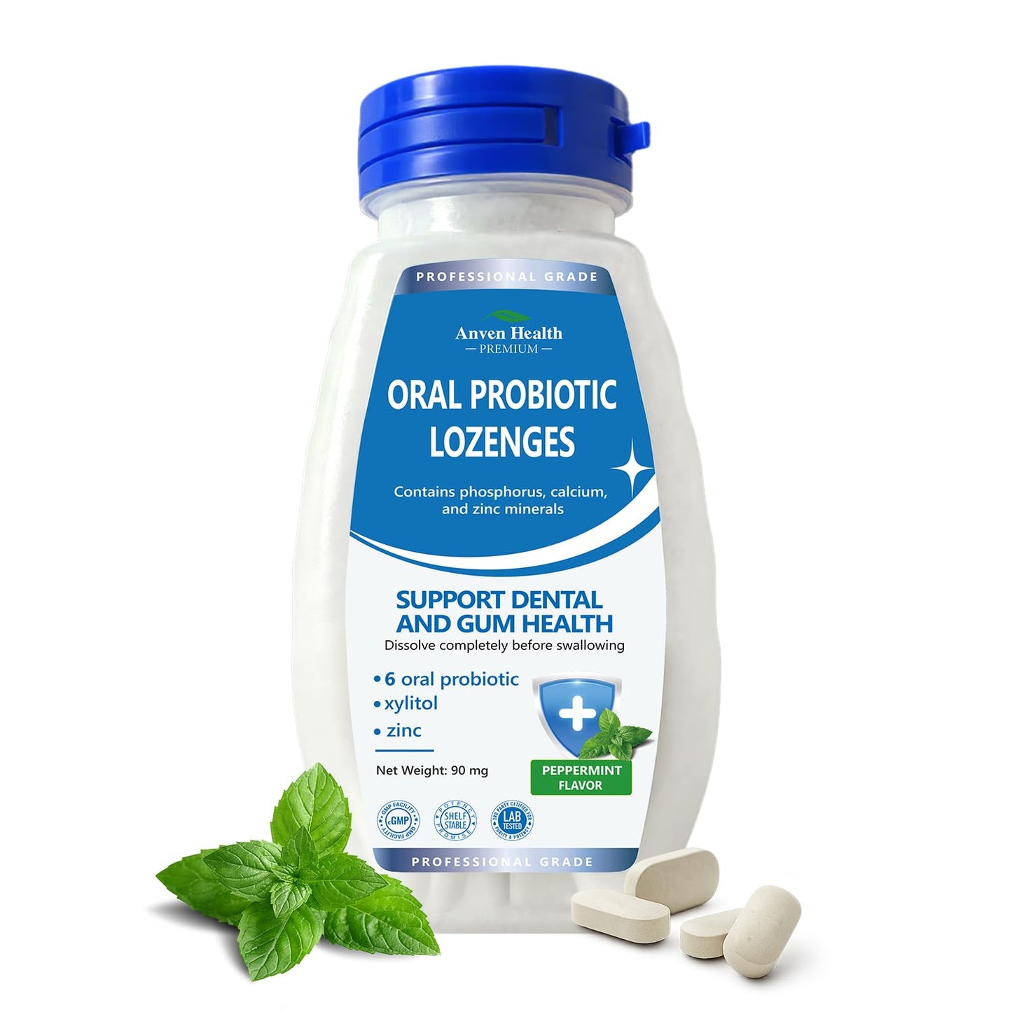 Anven Health Oral Probiotics Lozenges - Bad Breath & Gum Repair (90 Lozenges, Mint, Sugar-Free)