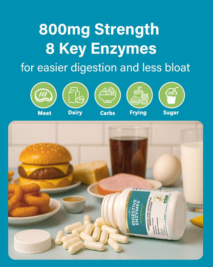Anven Health 800mg Digestive Enzymes with Probiotics & Prebiotics – 270 Capsules (90-Day, Non-GMO)