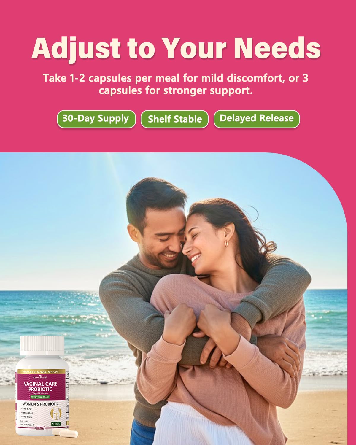 Anven Health Vaginal Probiotics for Women – 60B Probiotic + Prebiotic, pH Balance, Cranberry, Saffron & Chasteberry, 270 Caps
