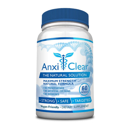 AnxiClear Day Formula – Mood Support with L-Theanine, 5-HTP & Valerian | 60 Capsules | Made in USA