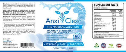 Consumer Health AnxiClear - Boosts Mood, Calms The Mind, Elevates Serotonin Levels - 5-HTP, L-thianine - 1 Day + 1 Night