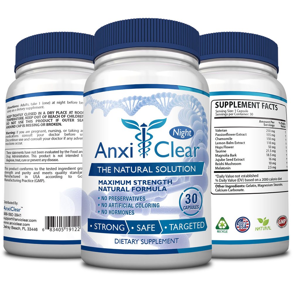 Consumer Health AnxiClear - Boosts Mood, Calms The Mind, Elevates Serotonin Levels - 5-HTP, L-thianine - 1 Day + 1 Night
