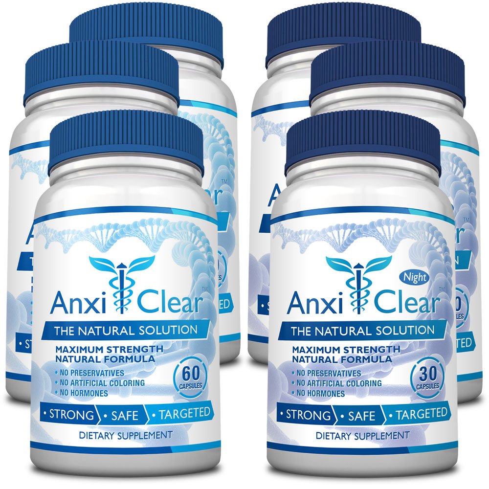 Consumer Health AnxiClear - Boosts Mood, Calms The Mind, Elevates Serotonin Levels - 5-HTP, L-thianine - 1 Day + 1 Night
