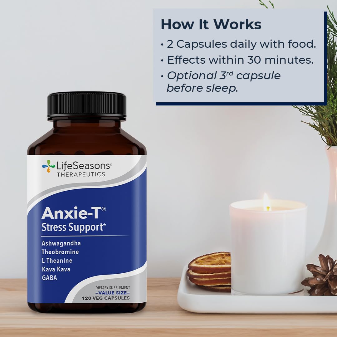 LifeSeasons Anxie-T: Stress Relief Supplement for Calm Focus | 120 Capsules