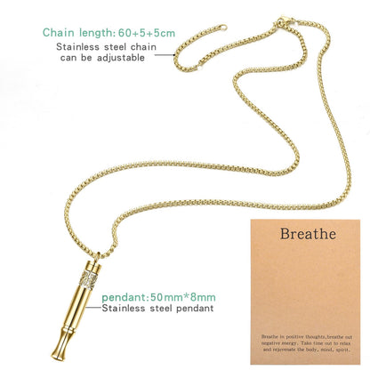 Anxiety Relief Pendant - Mindfulness Breathing Necklace & Essential Oil Diffuser (Gold)