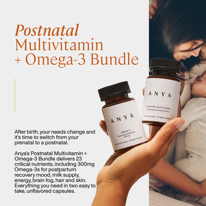 ANYA Postnatal Vitamin Bundle – Vegan Postpartum Multivitamin with Omega-3 (DHA & EPA) for Breastfeeding