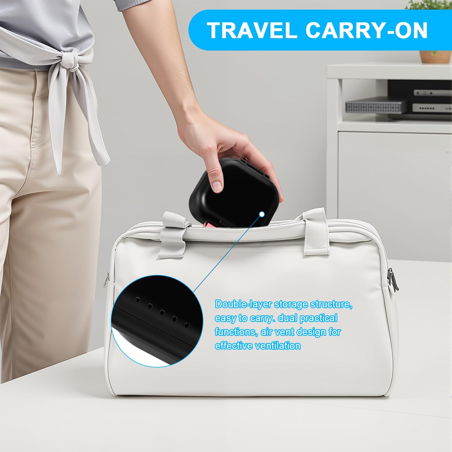 ANYLEY Leak-Proof Denture Case – Travel Cup with Strainer (Black/Pink)